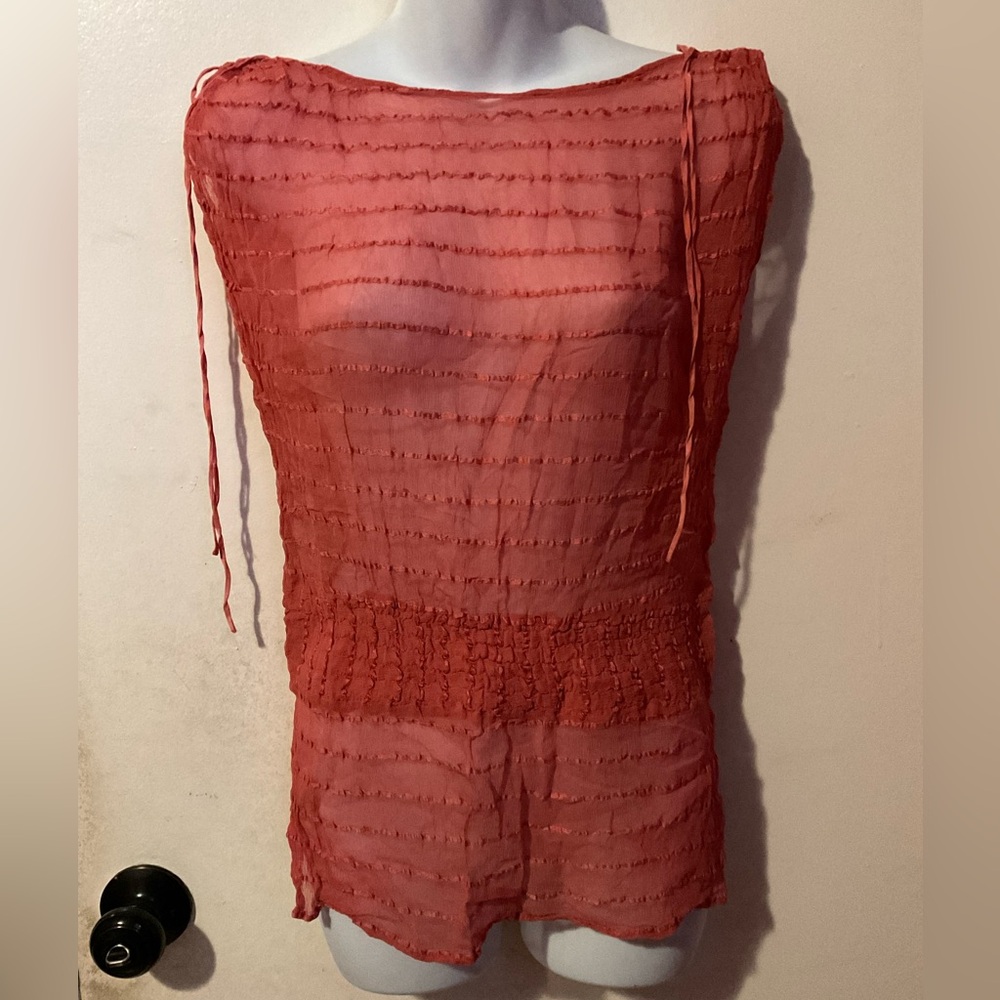 Luxe Arden B women’s Coral Sheer Top size S
